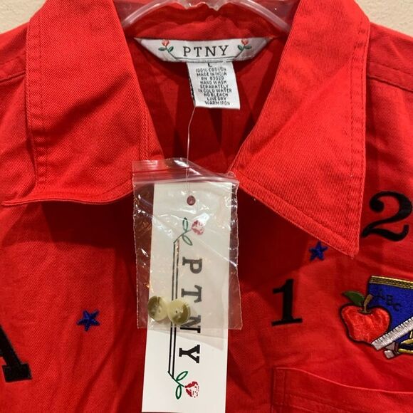 PTNY Teacher ABC 123 Red Buttondown Large Shirt - Picture 5 of 7